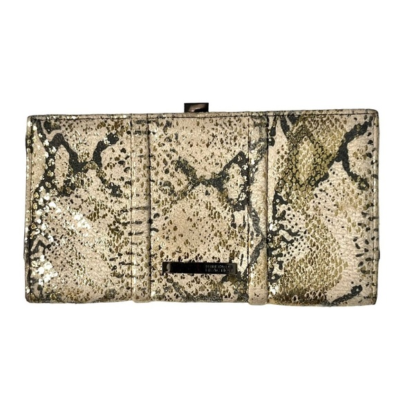 Kenneth Cole Reaction Snakeskin Wallet/Clutch Cream/Black/Gold - Picture 1 of 3